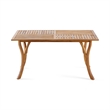 Benjara Olen Outdoor Dining Table- Slatted Rectangular 59 Inch- Brown Wood