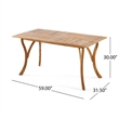 Benjara Olen Outdoor Dining Table- Slatted Rectangular 59 Inch- Brown Wood