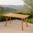 Benjara Olen Outdoor Dining Table- Slatted Rectangular 59 Inch- Brown Wood