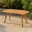 Benjara Olen Outdoor Dining Table- Slatted Rectangular 59 Inch- Brown Wood