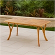 Benjara Olen Outdoor Dining Table- Slatted Rectangular 59 Inch- Brown Wood