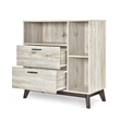 Benjara Bara Accent Cabinet 36 Inch- 3 Spaces- 2 Drawers- Rustic Beige- Brown
