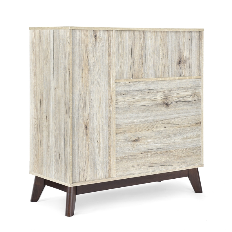 Benjara Bara Accent Cabinet 36 Inch- 3 Spaces- 2 Drawers- Rustic Beige- Brown
