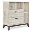 Benjara Bara Accent Cabinet 36 Inch- 3 Spaces- 2 Drawers- Rustic Beige- Brown