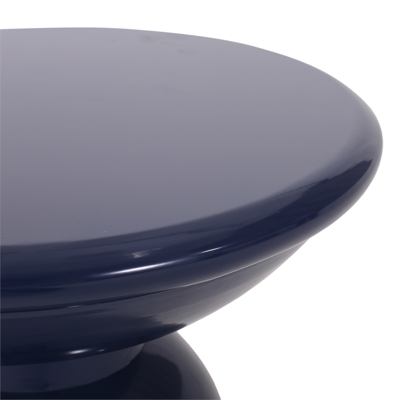 Benjara Suma Outdoor End Table Set of 2- Round- Pedestal Base- Navy Blue Iron