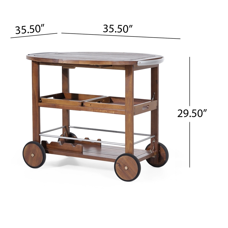 Benjara Rolling Bar Cart- 36