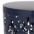 Benjara Kemo Outdoor End Table- Round 14 Inch- Cutout Design- Navy Blue