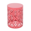 Benjara Kemo Outdoor End Table- Round 14 Inch- Cutout Design- Dark Peach Iron