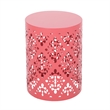 Benjara Kemo Outdoor End Table- Round 14 Inch- Cutout Design- Dark Peach Iron