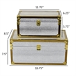 Benjara Jito Decorative Jewelry Box Set of 2- Abstract Pattern- Silver Gold