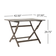 Benjara Cami Outdoor Foldable Bistro Table- 44in Rectangular Gray Acacia Wood