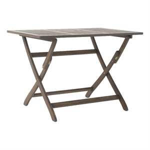 Benjara Cami Outdoor Foldable Bistro Table- 44in Rectangular Gray Acacia Wood