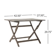 Benjara Cami Outdoor Foldable Bistro Table- 44in Rectangular Gray Acacia Wood