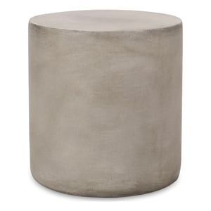 Benjara Outdoor Side Table- 16&quot Round- Elegant Light Gray Faux Cement