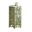 Benjara Liana Outdoor Side Table- Hexagonal 14 Inch- Sunburst Cut Out- Green