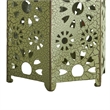 Benjara Liana Outdoor Side Table- Hexagonal 14 Inch- Sunburst Cut Out- Green