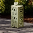 Benjara Liana Outdoor Side Table- Hexagonal 14 Inch- Sunburst Cut Out- Green