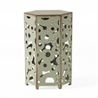 Benjara Silva Accent Table Set of 2- Hexagonal Top- Cut Pattern- Green Iron