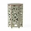 Benjara Silva Accent Table Set of 2- Hexagonal Top- Cut Pattern- Green Iron