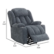 Benjara Mario Power Recliner Chair with Lift- Heating- Massage- Blue Velvet