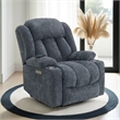 Benjara Mario Power Recliner Chair with Lift- Heating- Massage- Blue Velvet