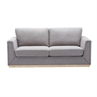 Benjara Sylvie Sofa- Gray Linen- Gold Metal- Modern Square Cushions 77 Inch