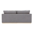Benjara Sylvie Sofa- Gray Linen- Gold Metal- Modern Square Cushions 77 Inch
