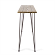 Benjara Rih Outdoor Bar Height Table- 47 Inch- Hairpin Legs- Brown Acacia Wood