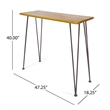 Benjara Rih Outdoor Bar Height Table- 47 Inch- Hairpin Legs- Brown Acacia Wood