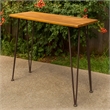 Benjara Rih Outdoor Bar Height Table- 47 Inch- Hairpin Legs- Brown Acacia Wood