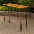 Benjara Rih Outdoor Bar Height Table- 47 Inch- Hairpin Legs- Brown Acacia Wood