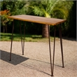 Benjara Rih Outdoor Bar Height Table- 47 Inch- Hairpin Legs- Brown Acacia Wood