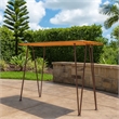 Benjara Rih Outdoor Bar Height Table- 47 Inch- Hairpin Legs- Brown Acacia Wood