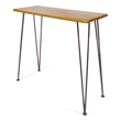 Benjara Rih Outdoor Bar Height Table- 47 Inch- Hairpin Legs- Brown Acacia Wood