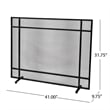 Benjara Hype Fireplace Screen with Mesh- Single Panel- Black and Silver