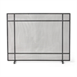 Benjara Hype Fireplace Screen with Mesh- Single Panel- Black and Silver