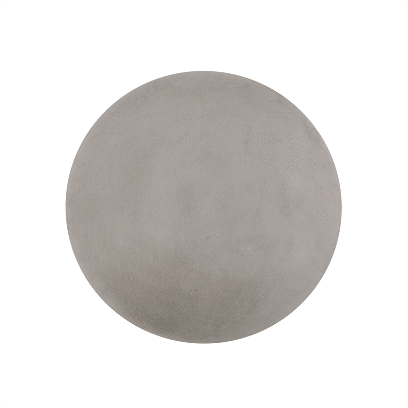 Benjara Outdoor Side End Table- Round Top Gray Faux Concrete- Round 16 Inch