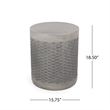 Benjara Outdoor Side End Table- Round Top Gray Faux Concrete- Round 16 Inch
