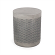 Benjara Outdoor Side End Table- Round Top Gray Faux Concrete- Round 16 Inch