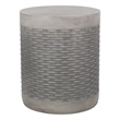 Benjara Outdoor Side End Table- Round Top Gray Faux Concrete- Round 16 Inch