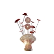 Benjara Accent Table Lamp- LED- Red Roses Fan Crystal Vase- Chrome 22 Inch