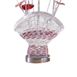 Benjara Accent Table Lamp- LED- Red Roses Fan Crystal Vase- Chrome 22 Inch
