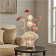 Benjara Accent Table Lamp- LED- Red Roses Fan Crystal Vase- Chrome 22 Inch