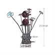 Benjara Accent Table Lamp- LED- Red Roses- Crystal Square Vase- Chrome 21 Inch