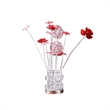 Benjara Accent Table Lamp- LED- Red Roses- Crystal Square Vase- Chrome 21 Inch