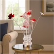 Benjara Accent Table Lamp- LED- Red Roses- Crystal Square Vase- Chrome 21 Inch