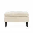Benjara Ottoman- Pillow Top Cushion- 29x18 Rectangular Tufted Ivory Fabric