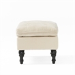 Benjara Ottoman- Pillow Top Cushion- 29x18 Rectangular Tufted Ivory Fabric