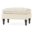 Benjara Ottoman- Pillow Top Cushion- 29x18 Rectangular Tufted Ivory Fabric