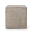 Benjara Ebec Outdoor Side Table- Modern Cube Light Gray Faux Concrete- 22 Inch